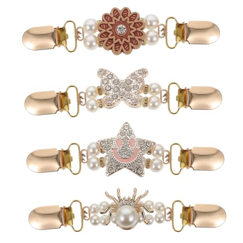 FOMIYES 4 Stück Stilvolle Perlen Pullover Clips Faux Perlen Schal Clips Broschen für Cardigans und Kleider Vintage Schmuck für Frauen Verzieren von Outfits von FOMIYES