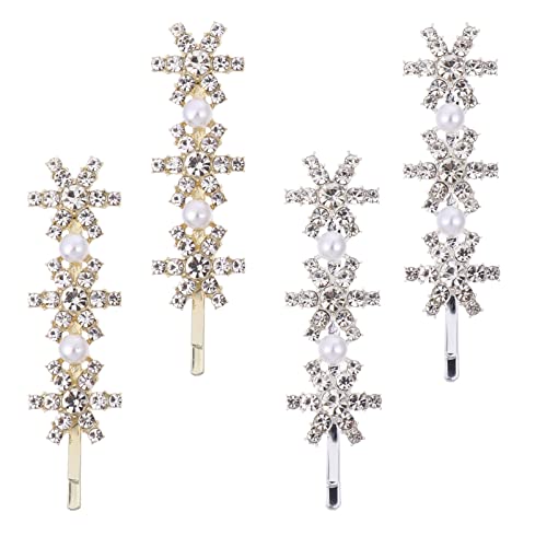 FOMIYES 4 Stück Strass Haarspange Haarschleife Mit Druckknopf Halloween-bögen Für Mädchen Silberne Haarspangen Kleine Goldene Haarspangen Perlenhaarnadeln Drachenhaarnadel Legierung von FOMIYES