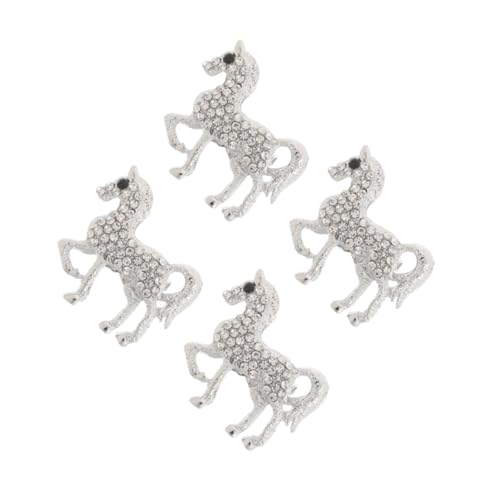 FOMIYES 4 Stück Strass Pferde Brosche Damen Tier Schmuck Anstecknadel Modisch Silberfarbenes Legierungsschmuck Accessoire für Jacken und Schals Geschenkidee von FOMIYES