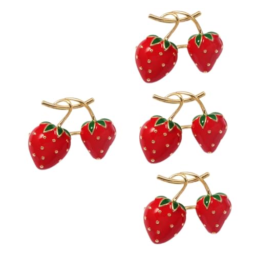 FOMIYES 4 Stück Strawberry Brosche Pin Hutstift Anstecknadel Schmuck Mode Frauen Brosche Schal Brosche Pin-ästhetik Wäschel Revers Pin Ansteckbrosche Stroh Legierung von FOMIYES