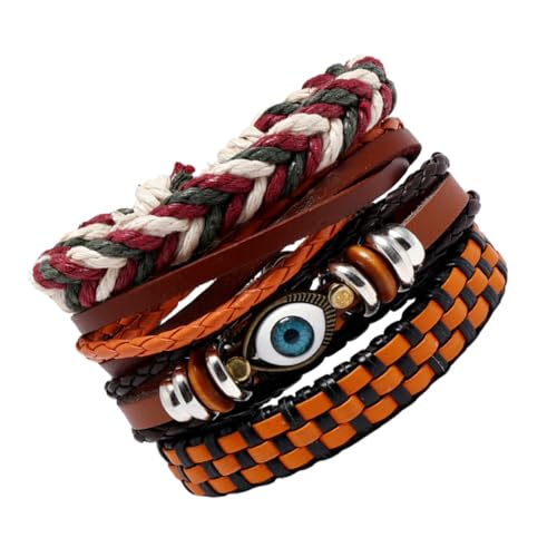FOMIYES 4 Stück Teiliges Boho Armband aus PU Material Geflochtenes Modisches Handgelenkband für Damen und Herren Individuelles Böhmisches Design Stilvolle Armbandkombination von FOMIYES