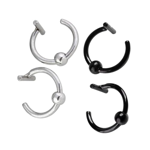 FOMIYES 4 Stück Teiliges C Förmiges Nasenring aus Edelstahl Glatte Oberfläche Schwarz und Falsches Nasenpiercing für Frauen Komfortabel und Modisch Täglicher Schmuck von FOMIYES