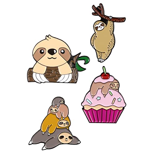 FOMIYES 4 Stück Teiliges Cartoon Sloth Broschen Kreative Tierbroschen im Niedlichen Design für Kleidung und Accessoires Langlebig und für Freunde von FOMIYES