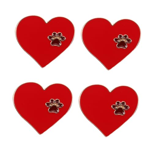 FOMIYES 4stücke Herzbrosche Mit Pfotenabdruck Kleidungsbrosche Aus Legierung Mit Emaille Rucksacktaschennadel Valentinstagsnadel Süße Nadeln Für Jacken Und Taschen von FOMIYES