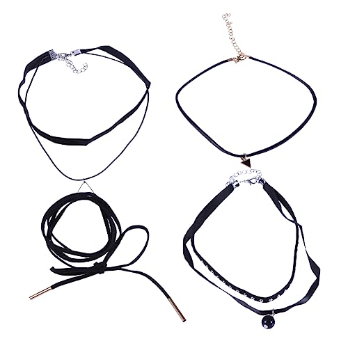FOMIYES 4 Stück Teiliges Gothic Choker Halskette Set für Damen Teenager Verstellbare Spitze Choker Kette Modischer Schmuck für Jede Gelegenheit für Besondere Anlässe von FOMIYES