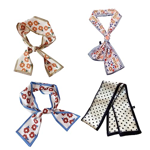 FOMIYES 4 Stück Teiliges Haarband für Frauen Haarschal mit Blumenmuster Vielseitig Einsetzbar Stirnband Halstuch oder Handgelenkband für Partys Reisen von FOMIYES