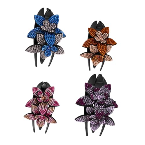 FOMIYES 4 Stück Teiliges Haarklammer mit Funkelnden Strassblumen Rutschfeste Haarspangen für Damen Große und Kleine Farbverlaufsclips in Violett Blau Champagner und Eleganter Haarschmuck von FOMIYES