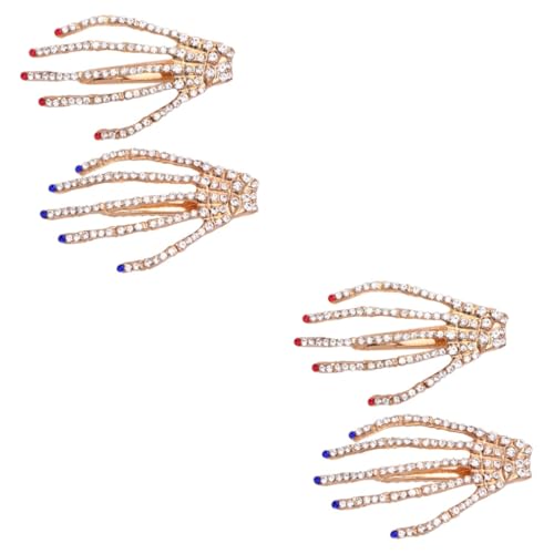 FOMIYES 4 Stück Teiliges Halloween Haarschmuck Claw Hair Clip Skelett Hand Design Punk Haarnadel für Damen und Mädchen Rote und Blaue Farben Auffällige Dekoration von FOMIYES