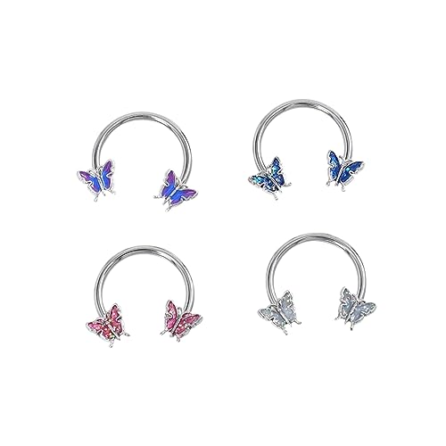 FOMIYES 4 Stück Teiliges Horseshoe Ohrstecker Rostfreiem Bunte Butterfly Ear Accessory Ear Bone Ring Damen Schmuck Hautfreundlich und Langlebig von FOMIYES