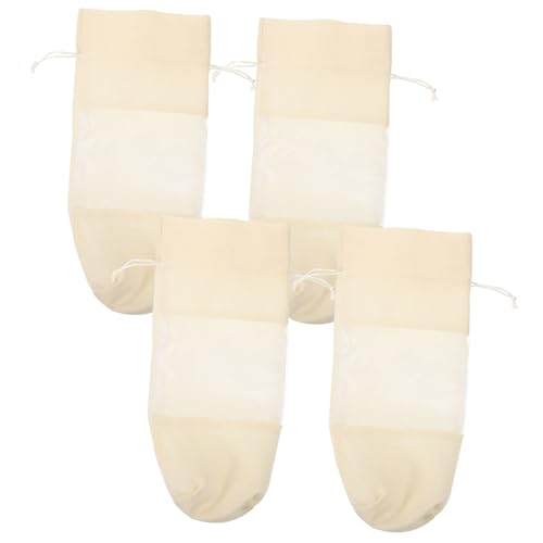 FOMIYES 4 Stück Teiliges Jute Weinflaschen Geschenkbeutel mit Fenster Strapazierfähige Praktische Flaschenverpackung Naturfarben mit Kordelzug für Rotwein Sekt und Champagner von FOMIYES