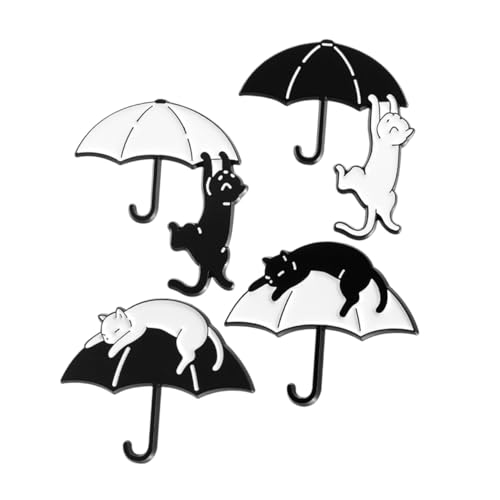 FOMIYES 4 Stück Teiliges Katzen broschen Regenschirm motiv Kreative Metall anstecknadeln für Kleidung Hüte und Taschen Modische Dekorative Tierbroschen für Damen Langlebig und Stilvoll von FOMIYES