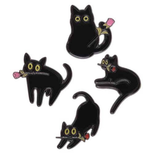 FOMIYES 4 Stück Teiliges Katzenbroschen aus Metall Niedliche Schwarze Katzen Anstecknadeln für Kleidung Rucksack Hut Vielseitige Modebrosche für Damen Fest Haftend Langlebig und Stilvoll von FOMIYES