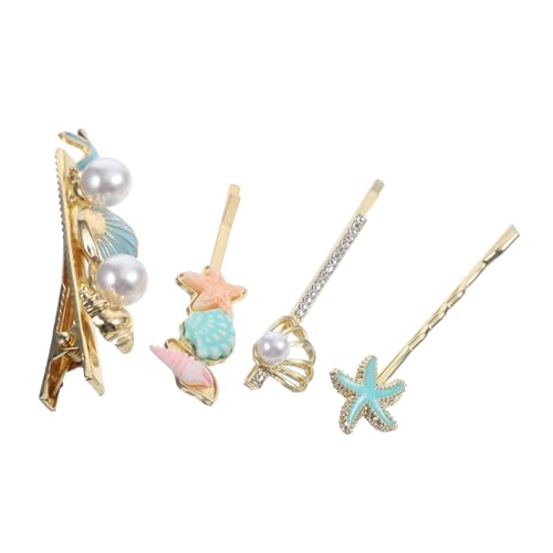 FOMIYES 4 Stück Teiliges Kleine Haarklammern aus Metall mit Muschel Perlendekor Dekorative Haarnadeln für Frauen Passend für Haartypen für Alltag Hochzeit und Besondere Anlässe von FOMIYES