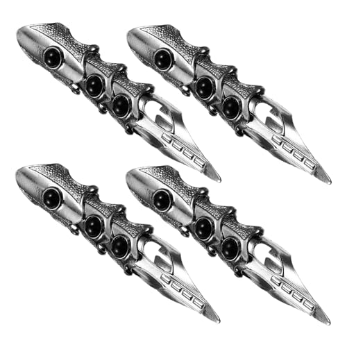 FOMIYES 4 Stück Teiliges Langer Gelenkring für Finger Punk Rock Stil Vintage Schwarzer Vollgelenk-ring Unisex Gothic Schmuck für Halloween Cosplay Event Partydekoration von FOMIYES