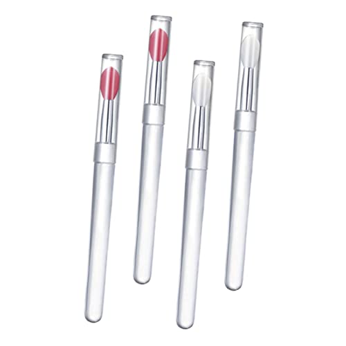 FOMIYES 4 Stück Teiliges Lippenpinsel Weichem Hautfreundlichem Silikon mit Deckel Wiederverwendbar für Lippenstift und Lidschatten Transparenter Griff für Präzises Make up und Tägliche von FOMIYES