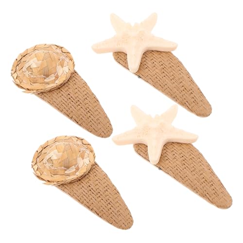 FOMIYES 4stücke Muschelclip Set Muschelhaarspangen Für Meerjungfraukostüm Strandhochzeit-zubehör Haarschmuck Für Mädchen Und Damen Wasser-thema-frisuren-accessoire von FOMIYES