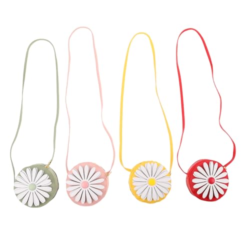 FOMIYES 4 Stück Teiliges Mini Daisy Umhängetasche für Mädchen Leichte Langlebige PU Kinderhandtasche mit Reißverschluss Kompakte Vielseitige Schultertasche für Kleinkinder für Reisen Party von FOMIYES