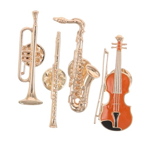 FOMIYES 4stücke Anstecknadel Musikbrosche Mit Gitarre Und Saxophon Metall-abzeichen Für Schal Und Jacke Mit Trompete Und Flöte Als Party-schmuck von FOMIYES