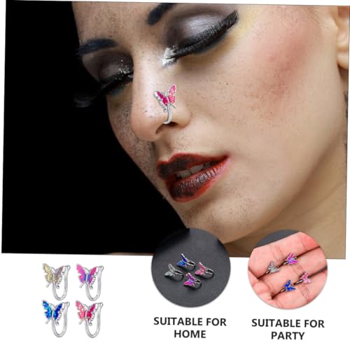 FOMIYES 4 Stück Teiliges Nasenclip Modisch Zarte Nasenringe Nasenmanschetten für Damen und Mädchen Hautfreundlich Komfortabel Trendige Nasenschmuck Dekoration von FOMIYES