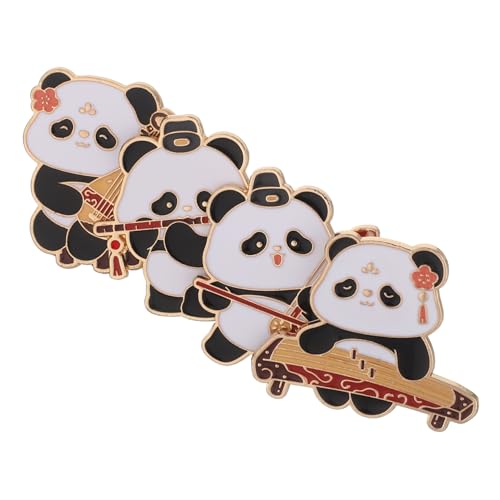 FOMIYES 4 Stück Teiliges Panda Emaille Anstecknadel mit Chinesischen Musikinstrumenten Cartoon Metallbroschen für Damen Vielseitig für Pullover Rucksäcke Hüte und Kleidung Traditionelle von FOMIYES