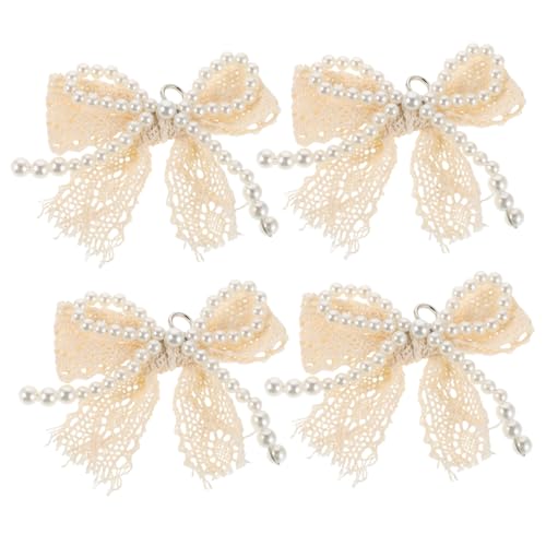 FOMIYES 4 Stück Teiliges Perlenschleifen Schuhanhänger mit Spitzen schleifen Abnehmbare Sneaker Dekorationen Stilvolle und Leichte Schuhclips für Damen Vielseitig für Taschen Schuhe von FOMIYES