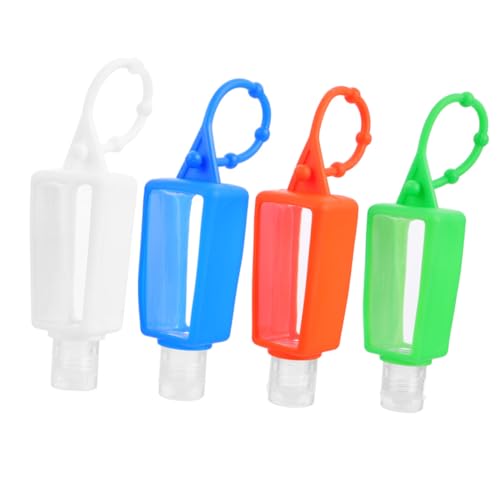 FOMIYES 4 Stück Teiliges Reise fläschchen Bruchsicherem mit Verstellbarem Silikonhaken Auslaufsichere Liquid für Lotion Shampoo Handcreme Leicht Kompakt für Unterwegs Zufällige Farbe von FOMIYES