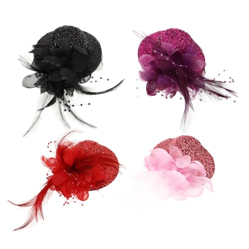 FOMIYES 4 Stück Teiliges Retro Fascinator Haarclip mit Mini Zylinderhut und Funkelnden Federn Bunte Kopfbedeckung für Damen Stilvolle Haarspangen für Party und Kostüm FOMIYES 4 Stück Teiliges Retro Fascinator Haarclip mit Mini Zylinderhut und Funkelnden Federn Bunte Kopfbedeckung für Damen Stilvolle Haarspangen für Party und Kostüm von FOMIYES