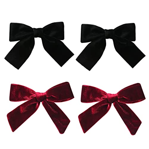 FOMIYES 4 Stück Teiliges Samtiger Haarschleifen Haarspangen Damen Haarschmuck Party Haar Accessoires in Schwarz und Weinrot Dekorative Haarklammern mit Schleifen Design für Festliche von FOMIYES