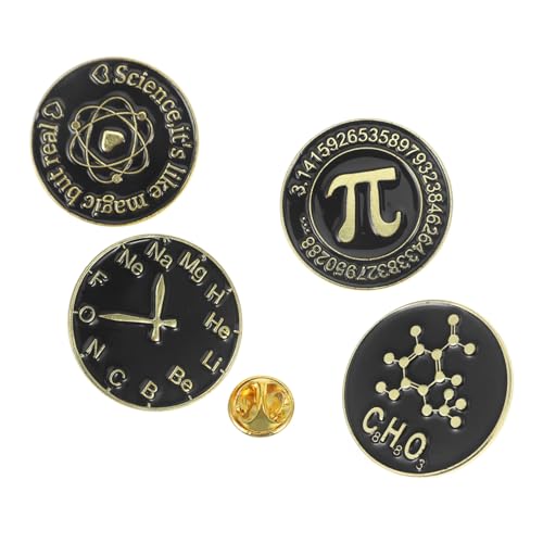 FOMIYES 4 Stück Teiliges Schwarze Runde Emaille Broschen aus Hochwertiger Legierung Ästhetische Anstecknadeln für Kleidung Rucksäcke Jacken und DIY Modeaccessoires Kreative Wissenschafts von FOMIYES