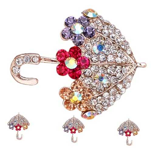 FOMIYES 4 Stück Teiliges Strass Regenschirm Broschen Verspielte Anstecknadeln für Damen Modische Leichte Schmuckpins zum Kombinieren mit Kleidern Schals Mänteln und Accessoires von FOMIYES