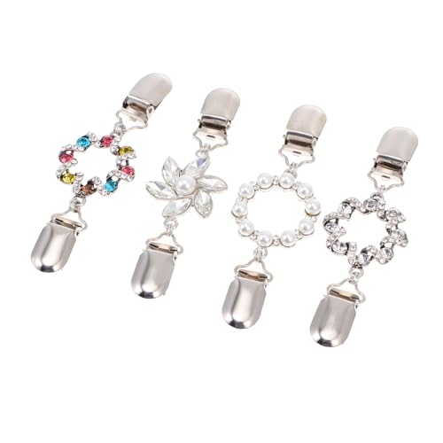 FOMIYES 4 Stück Teiliges Strickjacken Clips aus Legierung mit Perlen und Strass Kreative Broschen für Pullover Schals Cardigans Modische Kleidungsschmuck Leicht und Langlebig für Damen von FOMIYES