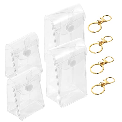FOMIYES 4 Stück Teiliges Transparenter Mini Aufbewahrungstaschen mit Schlüsselanhänger Kompakte Schminktaschen für Lippenstift Lippenbalsam und Sammlerstücke Tragbare Organizer für von FOMIYES