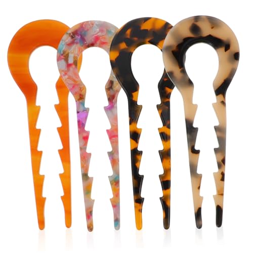 FOMIYES 4 Stück Teiliges U Förmige Haargabeln aus Acetat Rutschfeste Haarstäbchen für Damen Vielseitiger Haarschmuck zum Festen Halten von Dutts für Alltag Hochzeit und Büro von FOMIYES