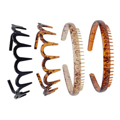 FOMIYES 4 Stück Teiliges Unisex Haarband aus Robustem Kunststoff Rutschfeste Haarklammern für Damen und Herren Stylische U Förmige Stirnbänder in Schwarz und Dunkelbraun Praktisch für von FOMIYES