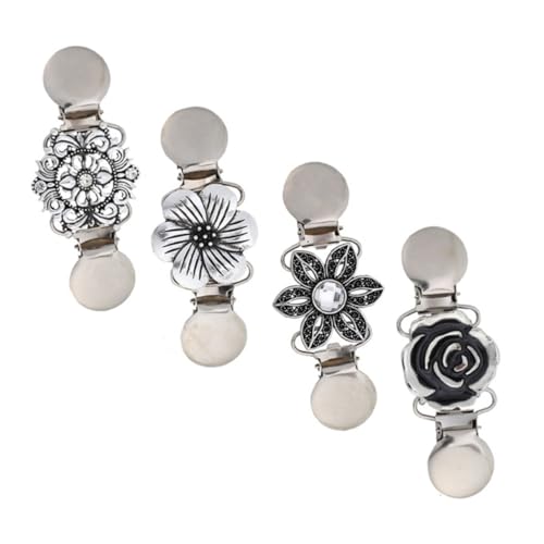 FOMIYES 4 Stück Teiliges Vintage Sweater Brooch Set Cardigan Kragenspangen mit Langlebige Broschennadeln für Stilvolle Kleidungsdekoration Silberfarbene Duckbill Clips von FOMIYES