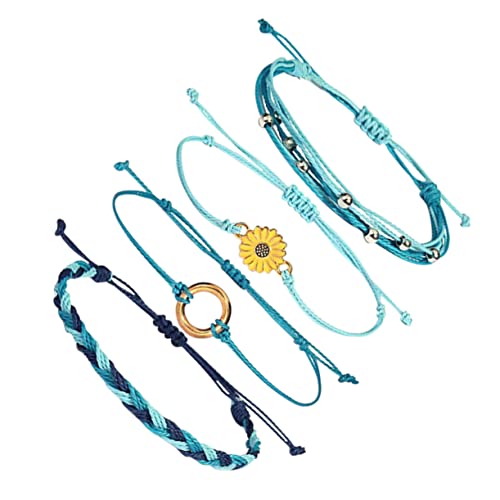 FOMIYES 4 Stück Verstellbare Bohemian Armbänder mit Sonnenblumen Handgefertigte Geflochtene Ketten für Damen und Mädchen Vielseitig und für und Anlässe von FOMIYES
