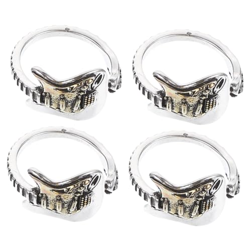 FOMIYES 4 Stück Verstellbare Herrenringe Musik Gitarre Punk Schmuck Zinklegierung Offener Bandring Rock Gothic Stil für Männer und Musikfans von FOMIYES
