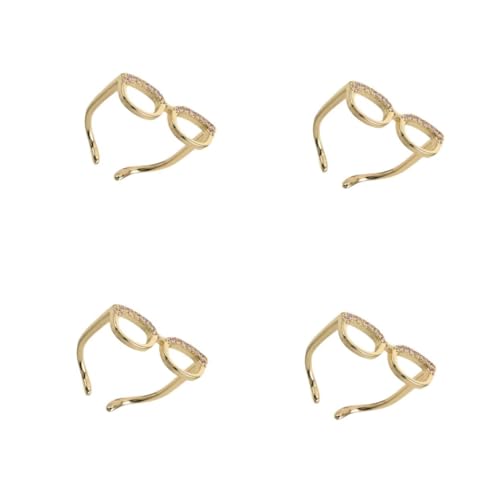 FOMIYES 4 Stück Verstellbarer Damenring Offener Brillenring Kreatives Design Schmuck Valentinstag von FOMIYES