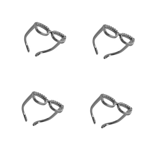 FOMIYES 4 Stück Verstellbarer Mini Brillenring für Damen Kreativer Offener Fingerring Einzigartiger Schmuck Modisches Statement für Zeigefinger und Daumen Langlebiges Design von FOMIYES