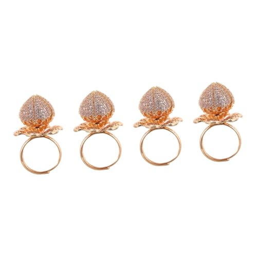 FOMIYES 4 Stück Verstellbarer Offener Rosenring für Damen Chic Schmuck mit Einstellbarer für Partys Goldfarben Kreatives Design für Besondere Anlässe von FOMIYES