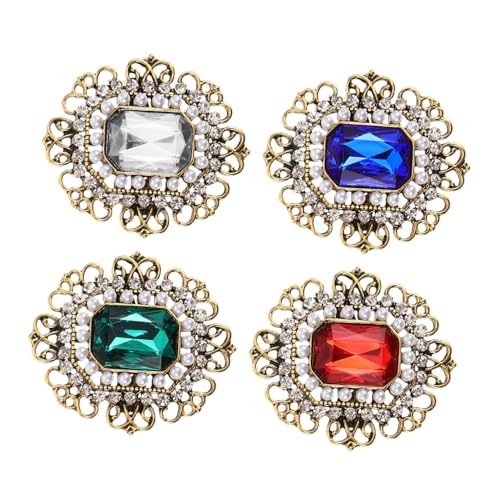 FOMIYES 4 Stück Vintage Broschen mit Strass und Perle Legierung Schmuckset für Frauen Stilvolle Anstecknadeln als Hochzeits Corsage Retro Brautschmuck für Kleider Mäntel Taschen von FOMIYES