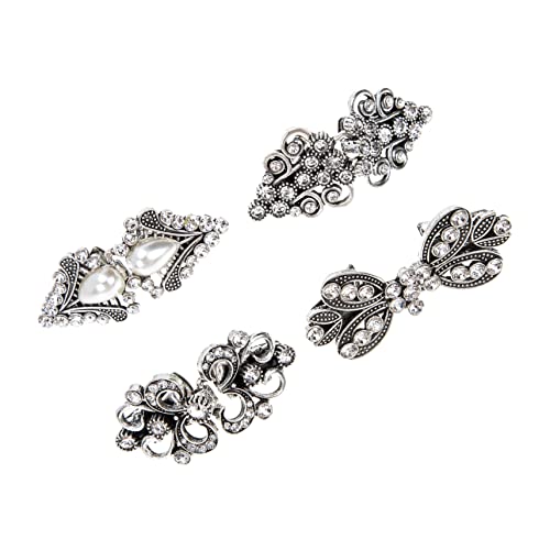 FOMIYES 4 Stück Vintage Cardigan Clips Teiliges Retro Strickjacken Spangen mit Funkelnden Kristallverzierungen Stabile Umhang Clips für Damen Pullover Schals Kleider Einfach Anzubringen von FOMIYES