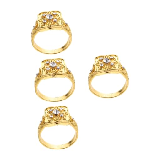 FOMIYES 4 Stück Vintage Damenring mit Geheimem Fach Graviert Mikropavé Strasssteine Flexibles Flip Top Design Vielseitiger Schmuck für Verschiedene Anlässe Eleganter Retro Look von FOMIYES