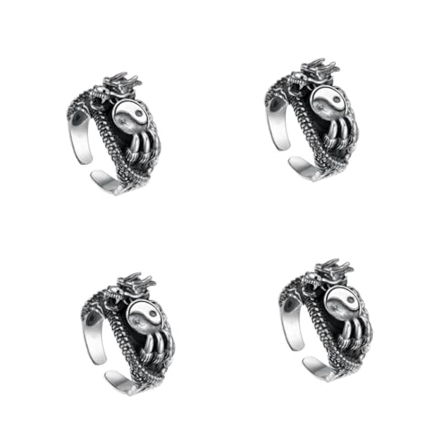 FOMIYES 4 Stück Vintage Drachenring für Männer Metallring mit Verstellbarem Design Stilvolles Accessoire für Langlebig Robust Perfektes für Modebewusste von FOMIYES