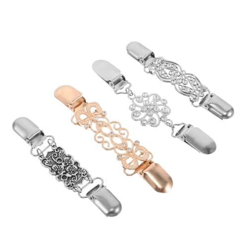 FOMIYES 4 Stück Vintage Sweater Shawl Clips mit Funkelnden Strasssteinen Antirutschfeste Cardigan-broschen aus Legierung Vielseitige Mode-accessoires für Damen zum Fixieren von Schals von FOMIYES