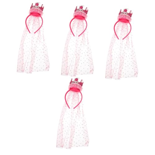 FOMIYES 4 Stück Voile Krone Haarspange Bandana Stirnband Haarbänder Für Mädchen Haarschmuck Für Mädchen Geburtstag Party Kopfschmuck Mädchen Tiara Stirnband Mit Schleier Geburtstag Hut von FOMIYES