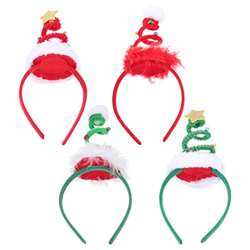 FOMIYES 4 Stück Weihnachtsfrühlingsstirnband rote Haarschleife Haarband Weihnachtshaar weihnachtsverkleidung weihnachts verkleidung Kopfbedeckungen für Weihnachtskopfschmuck Stoff von FOMIYES