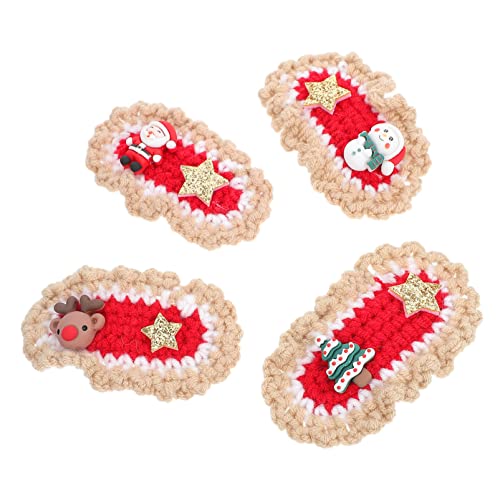 FOMIYES 4stücke Weihnachten Haarnadeln Aus Wollgarn Mit Clip Für Mädchen Ponyhalter Santa Stricken Haar Clips Zum Tragen Allein Anderen Haarspangen Im Winter von FOMIYES