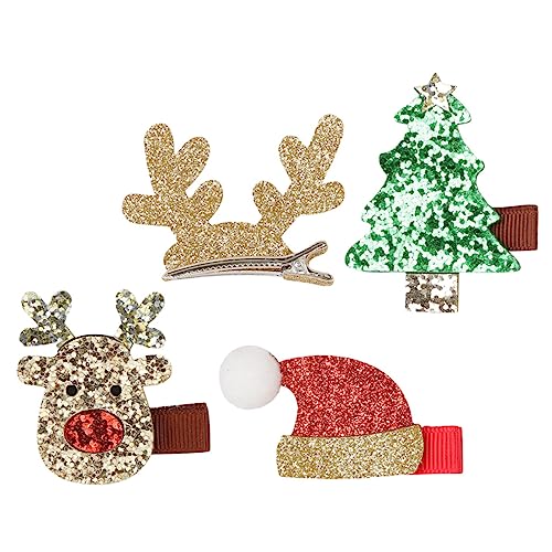 FOMIYES 4 Stück Weihnachtshaarspangen Weihnachtskopfschmuck Weihnachtliche Kopfbedeckungen Weihnachtsfeier Weihnachtshaarnadeln Weihnachtsgeschenk Für Mädchen Kind Haarseil Elch Vlies von FOMIYES