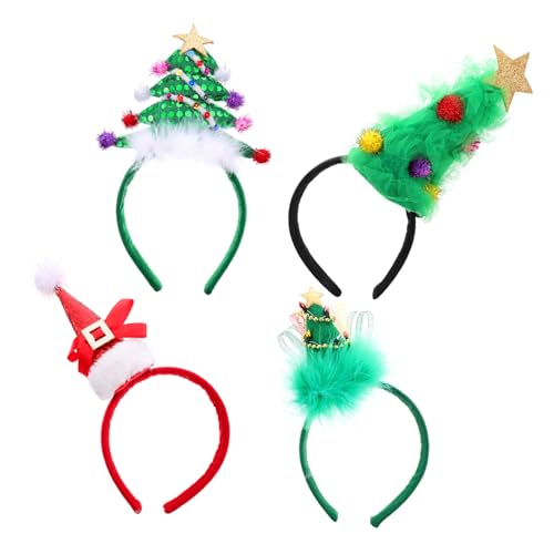 FOMIYES 4-teiliges Weihnachtsbaum-haarband-set für Jungen und Mädchen Weihnachts-stirnband Hut Haarschmuck für Kinder Feiertags-dekorations-party-zubehör von FOMIYES